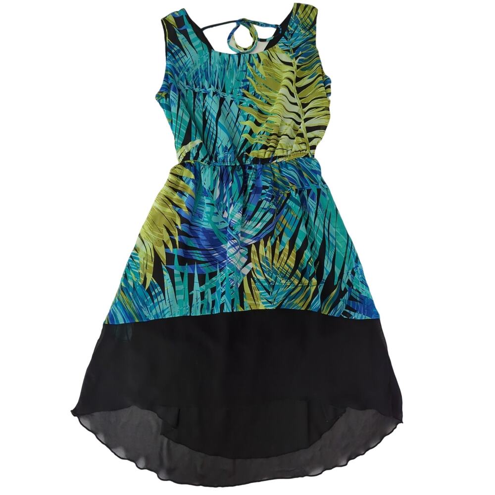 Sweet Storm Blue Green Black Sleeveless Summer Dress Fully Lined women's size M